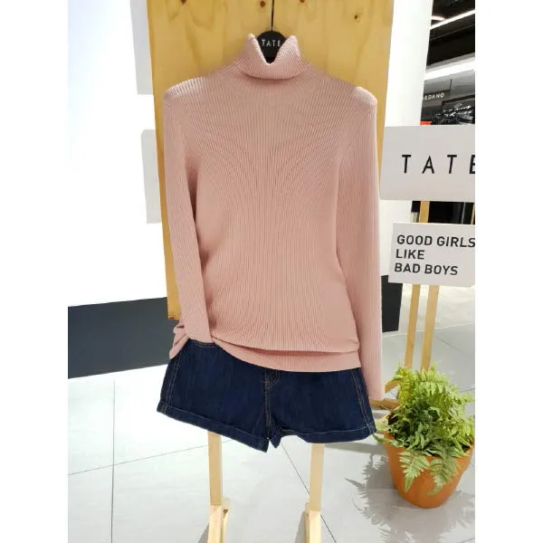 [현대백화점]테이트 TATE (KA9W0-WSP020) 여성 색색이 예쁜 골지 목폴라 니트
