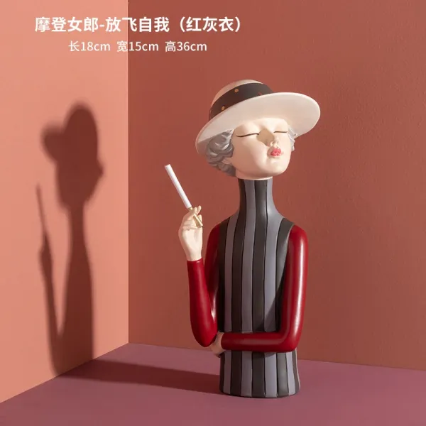퍼프 여자 진열 장식품 노르딕 가볍게 사치한 리빙테이블 면 현관 술장 TV거실장 결혼 선물, 모던 여성 랑-자아를 날리다 （ 레드