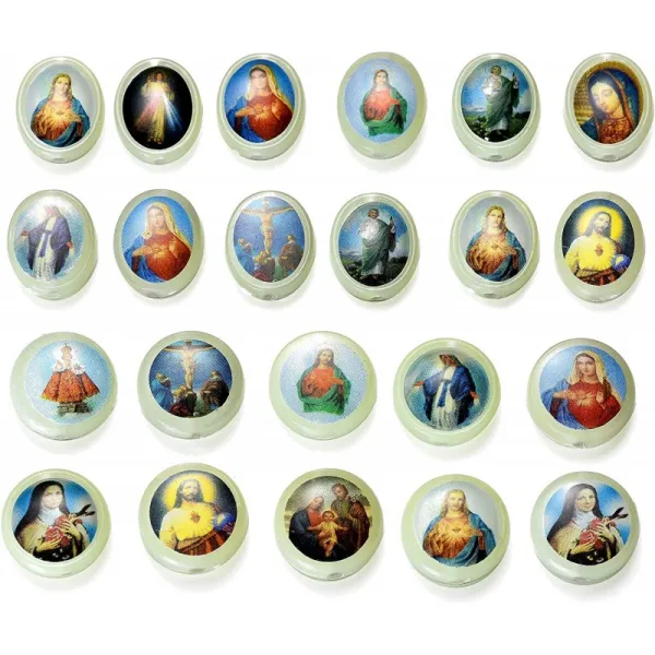 어둠의 수지에서 80pcs 혼합 야광 구슬 빛 기적적인 메달 묵주 구슬 DIY 목걸이 팔찌 장신구 제작(빛)으로 성모 마리아 십자가, 단일옵션