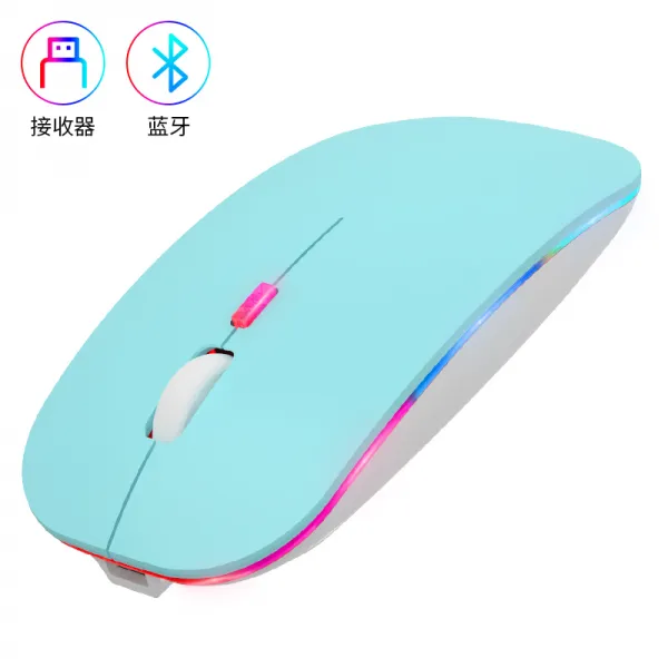 샤오미 마우스 무선 마우스 3 모드 충전 식 typec 블루투스 무선 마우스 5.0 여자 음소거 는 mac 애플 Xiaomi 노트북을 적용, 스카이 리버 블루 - 블루투스 무선 듀얼 모드 발광 버, 공식 표준