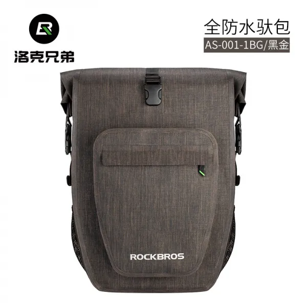 자전거짐받이 로크 형제 방수 짐받이가방 짐가방 산악바이크 루프백 장거리 비방지 자전거 라이딩장비, T05-업그레이드형 블랙골드 27L대용량 방지할 수 있다 큰비 폭우 블랙골드 한개, C01-27L