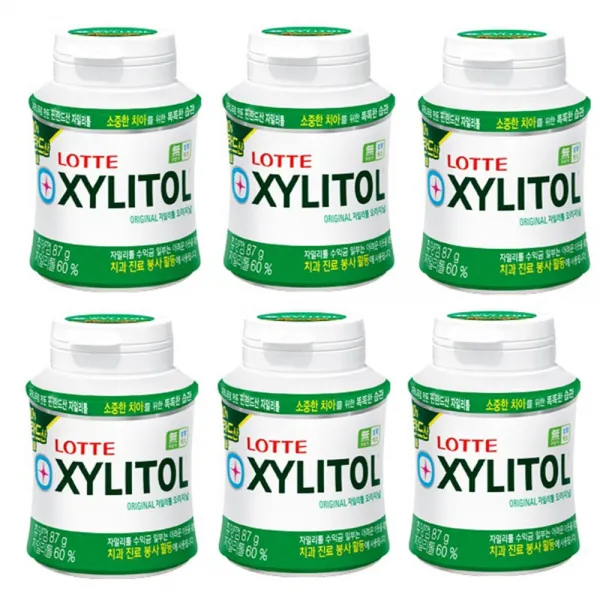 롯데제과 자일리톨껌 오리지널 용기 87g 6통