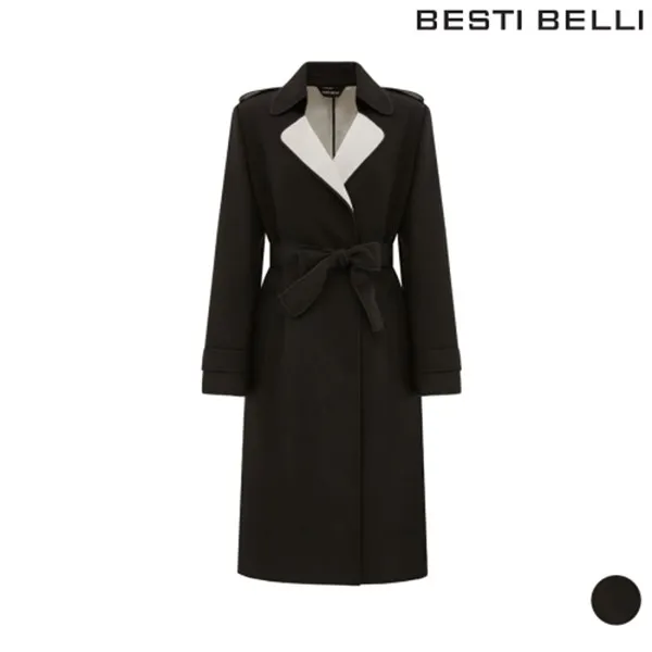 베스티벨리 베스띠벨리 카라 배색 벨티드 트렌치 코트 Brnai2601