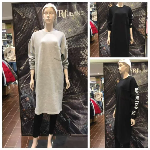 [현대백화점]J.FRJ Jeans(에프알제이)F94F-TS568A 여성 롱기장 기모 크루넥 풀오버티셔츠