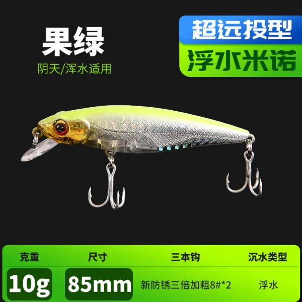 캠핑용품 루어 물에뜨는 민물 날개입 농어 캠핑 모방 가짜미끼 미끼, T04-물에뜨는 스타일-8.5CM-10그램(연두)날씨가 흐리다/흐린 물 사용