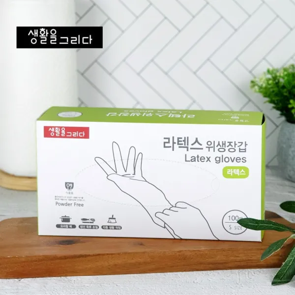 생활을그리다 라텍스 위생장갑 M(중형), 1개, 100개입