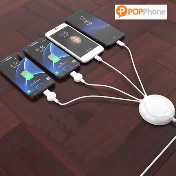 PohPhone 고객 충전서비스 업소 민원용 스마트폰 멀티충전기, 5핀+5핀+8핀+C타입(화이트 민트색상랜덤발송)