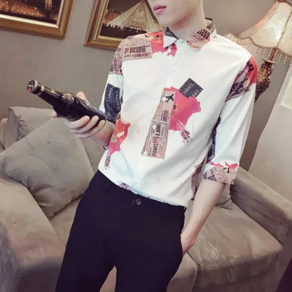 kirahosi 멋진 여름 남자 꽃무늬셔츠 캐주얼 반팔 셔츠 해외무료배송 249호 AP7pdky
