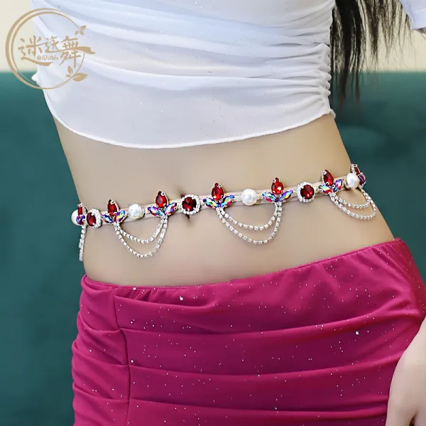 컴윙 혼미함 춤추다 허리체인 섹시 스톤 초보자 여성 달콤한 말 퍼포먼스 드릴체인 레드 블루