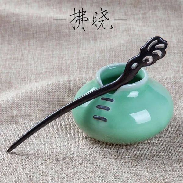 아한글로벌 무드 핸드메이드 블랙 단향목 클래식 올림머리 헤어액세서리 차이나 에스닉 부녀자