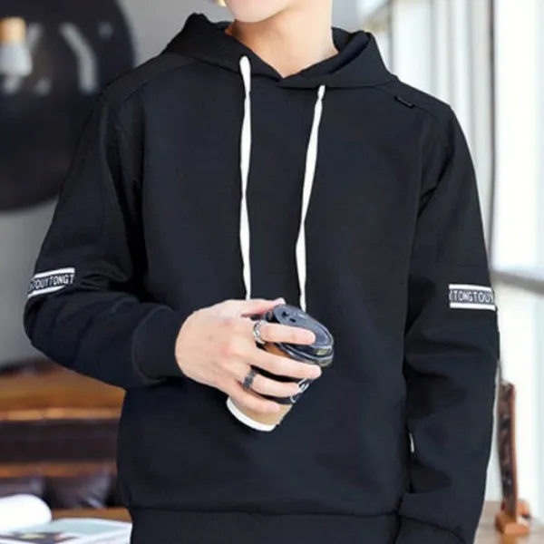 가바바 남성 후드티 팔라인 레터링 페치로 꾸민 긴팔 티셔츠 G38825