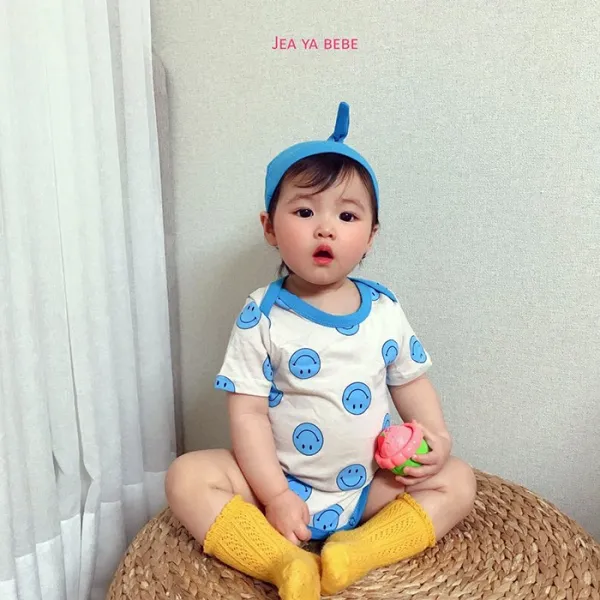 재야앤마이미 스마일 슈트 베베 베이비 반팔 바디수트
