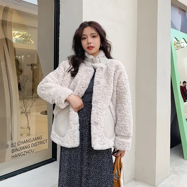 502번 털 일체형 램스울 라이더 코트 여동년 렉스퍼 무스탕 코트 쇼트조목Z