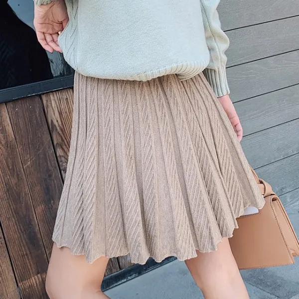 Ev04 데일리 사선 주름 하이웨스트 밴딩 미니스커트