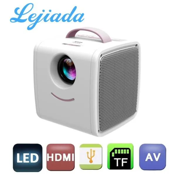 LEJIADA Q2 LCD 소형 휴대용 영사기 한 손은 지원 1080P 가득 차있는 HD HDMI USB VGA Porket 영사기를 공, 01 CHINA_02 Pink EU Plug