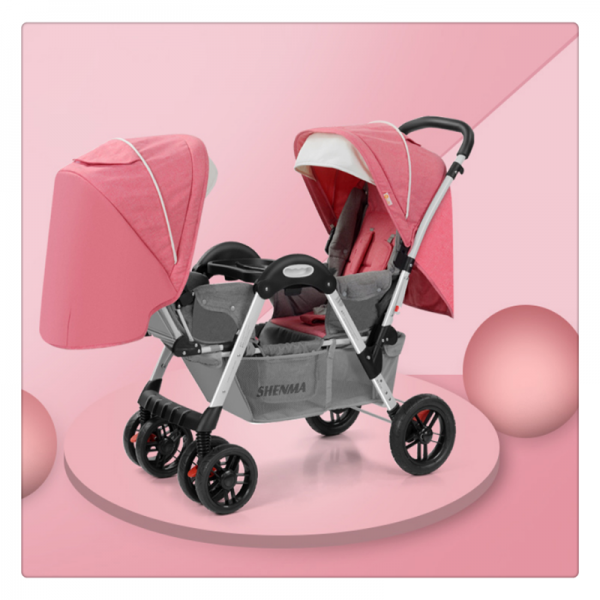 쌍둥이 유모차는 쪼개지고 접을 수 있습니다 Ll2902 유모차 핑크