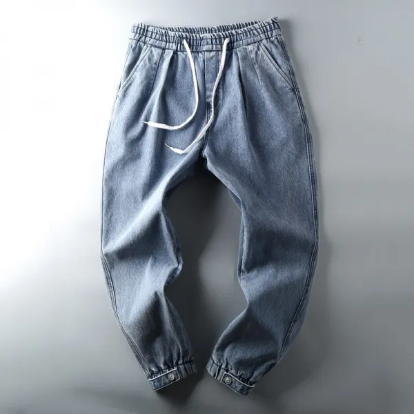 디자이너 우등품 입체 빅포켓 남성 약한탄력 워싱 한참이나 혼란 캐쥬얼 청바지 조거 롱 팬츠
