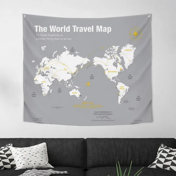 상상후 초대형 북유럽 패브릭포스터 가림막 가리개 150x130 107_세계지도_그레이