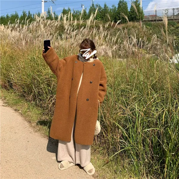 아도니스 램스울 롱가디건 뽀글이 여성 겨울 뽀글뽀글 A6148