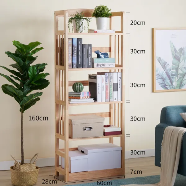 거실책장인테리어 착지 원목 알맞다 가정용 응접실이 있다 사다리꼴 수납정리대 노르딕 무드 우드 숏 3097192619, 555 수입 전 원목 -5층 원목색