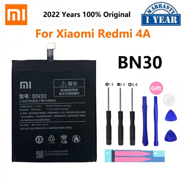 Xiaomi Redmi 4A Mi4A M4A 3120mAh 전화 보충 건전지를위한 Xiao Mi 본래 건전지 BN30