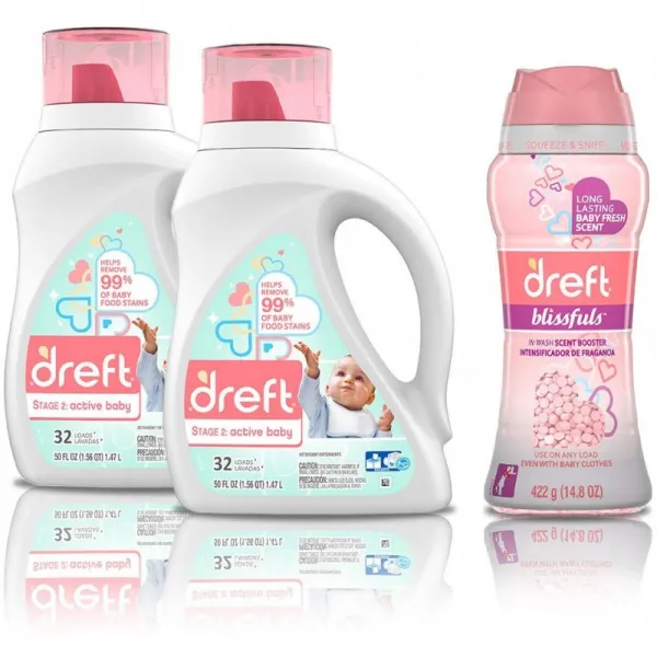 Dreft 2 단계 : 아기 신생아 또는 유아를위한 활성 저자 극성 액체 아기 세탁 세제 50 온스 (32로드), 1, 단일상품