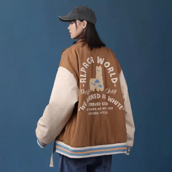 겨울 가을 모자 없음 패딩 코트 여성 나라 트렌드 Oversize 고등학교 생 무드 비행함 패치워크 야구복