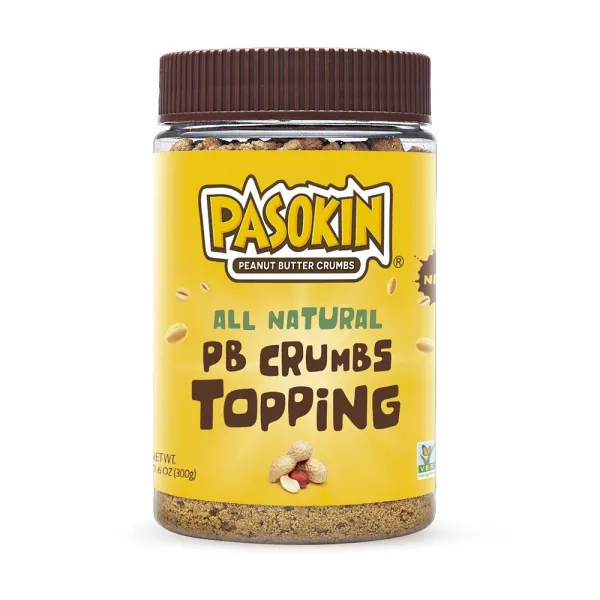 PASOKIN 땅콩 버터 크럼즈 글루텐프리 비건 모든 천연 땅콩 버터 토핑 10.5oz 병, 1개