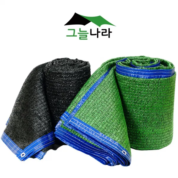 그늘나라 차광막 옥상천막 그늘막 차양막 자외선차단 햇빛차단 지붕그늘막 다양사이즈, 강력사중직흑녹색, 3mx5m(4면봉제)