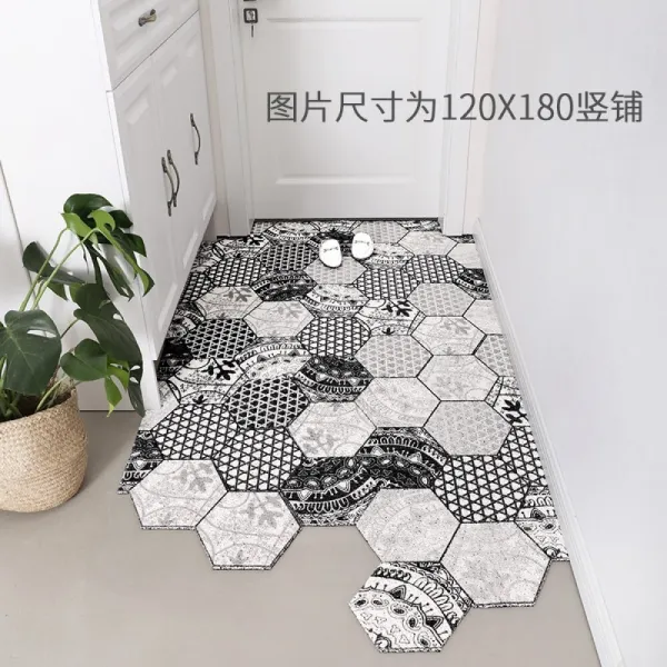 브 루 로 만 은 문 앞 에 매트 를 깔 고 실 을 깔 고 미끄럼 을 방지 하 며 자 를 수 있 는 맞 춤 형 발판 인 스 북유럽 베 이 직 카펫 북유럽 타일 을 세로 로 145 X180 Cm 깔 았 다.