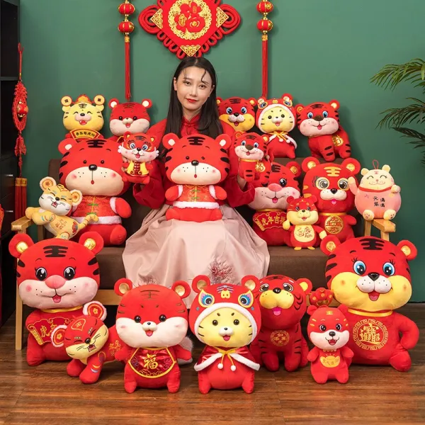 봉제완구 2022 호랑이 년 행운 물피어 띠 어린 봉제인형 새해 할 것 기프트 맟춤제작 3663351879, 점장 거들다 믹스매치, 30 센치