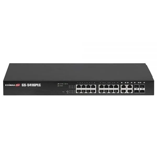 Edimax Long Range 16-Port Gigabit Poe+ Web Smart Switch with 4 Rj45 Sfp Combo Ports GS-5416PLC 스위치 콤, 단일상품