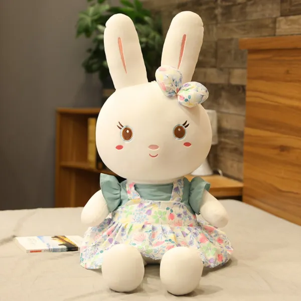 귀여운 꽃 공주 토끼 인형 봉제 장난감 흰 토끼 인형 인형 잠자는 베개 인형 초록 1.3 미터cm