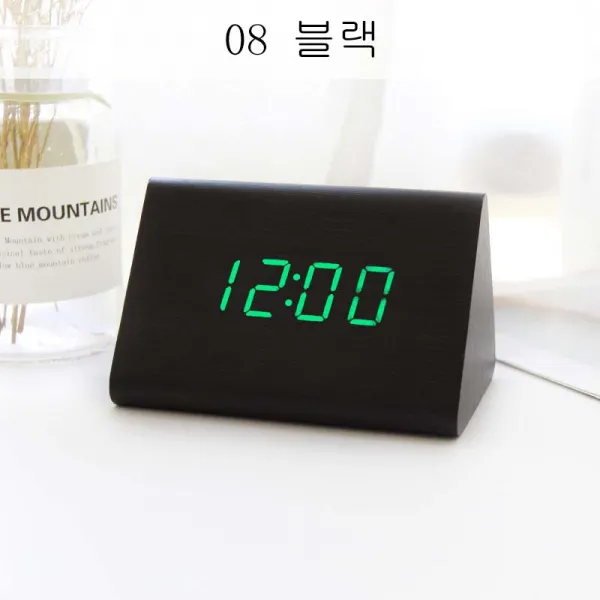 뉴타임즈13 Jx빌리온톤 조명 알람 탁상 시계 자명종 아이디어 무음 학생 침상머리 야광 현대 전자시계 패션 목조시계 심플한 좌시계 Xt03 A8 08 블랙