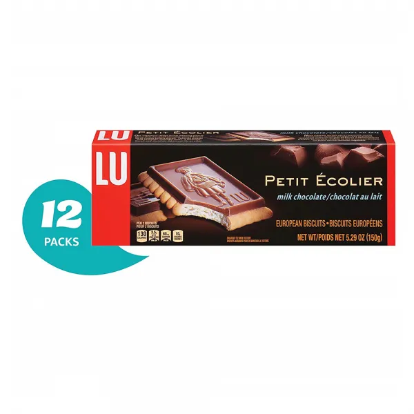 Lu Cookies Le Petit Ecolier Milk Chocolate Cookies 쁘띠 에꼴리에 밀크 초콜릿 쿠키 5.29oz 12팩, 1개
