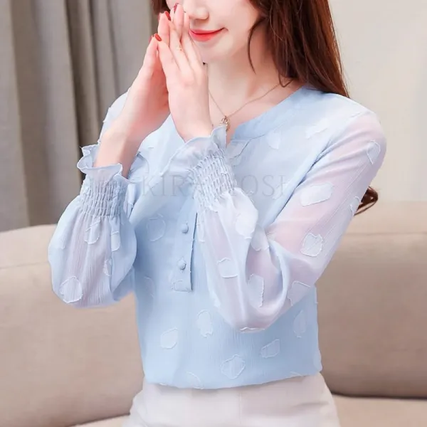 kirahosi 여자 여름 쉬폰시스루셔츠 시스루블라우스 156호+ 덧신 증정 DQ80dg3w
