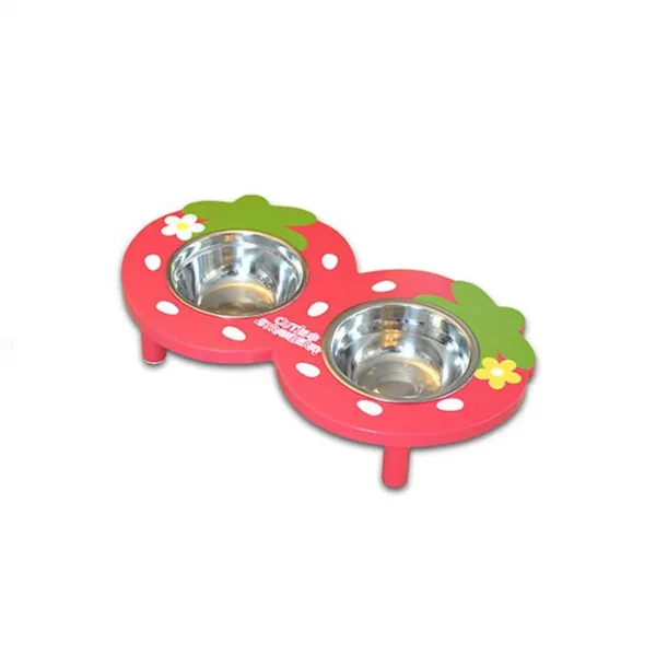 애견밥그릇 개밥그릇 강아지용 해피파우 딸기 더블식탁 개밥그릇 애견식기 강아지밥그릇 1_감사합니다