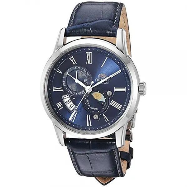 Brand: ORIENT 사파이어 크리스탈 시계를 와인딩 동양 남성의 '태양과 달 버전 3'일본 자동 손