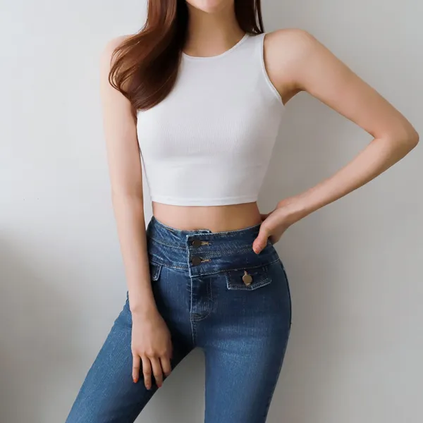 사자옷 크롭티 크롭탑 배꼽티 홀터넥 골지 나시 탑 티셔츠