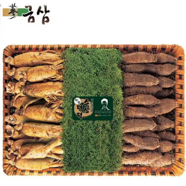 금삼 수삼/더덕 선물세트/보자기포장 더덕세트 상 1kg 상세설명 참조