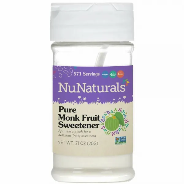 NuNaturals 누 네츄럴스 나한과 몽크 프룻 스위트너 20g Pure Monk Fruit Sweetener 0.71 Ounce, 1팩