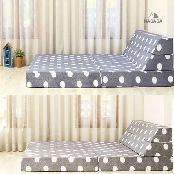 나가다 4단 접이식 매트리스 실크감촉 원단, 핑크