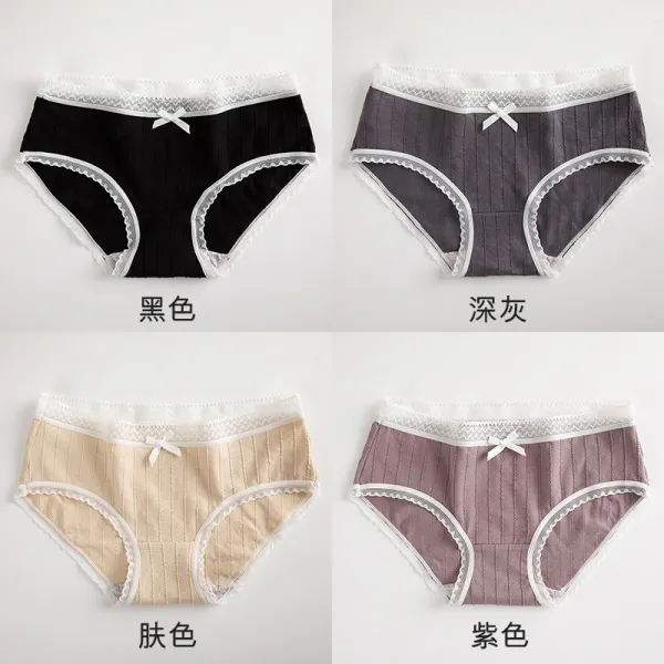 팬티 여 순면 항균 소여 중 허리 헴 라인 배기 슬러브 여생 삼각바지 티 힙 찝 엉덩이
