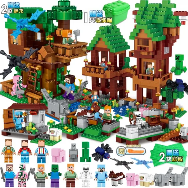 레고마인크래프트광산 마인크래프트 광산 21118 호환버전 926pcs, 포레스트 트리 타워 디럭스 에디션 [Bucket]