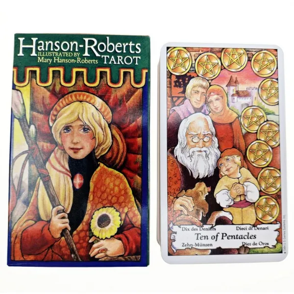 Grand Acana는 이름과 마찬가지로 운명의 일반적인 재산을 설명하는 데 사용됩니다. Hanson-Roberts the Tarot Cards Deck Hansen Robert Tarot., Grand Accana 카드는 일반적인 행운 Hanso