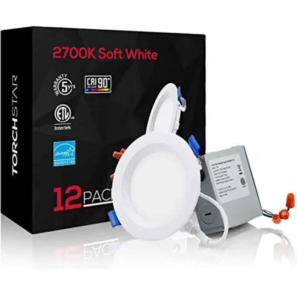 토치 스타 12 팩 4 인치 10w의 내장 조명 배플 트림 Led가 Retofit Cri 90 디 밍이 가능한 완벽한 Soft White 2700k 12 Pack Soft White 2700k 12 Pack