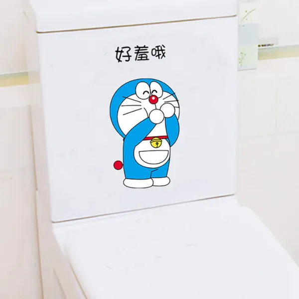 PLUSLIFE 독창적 개성 변기스티커 큐트 웃기다 기계 고양이 일러스트스티커 장식 애니메이션 방수, 좋다 부끄럽다 오