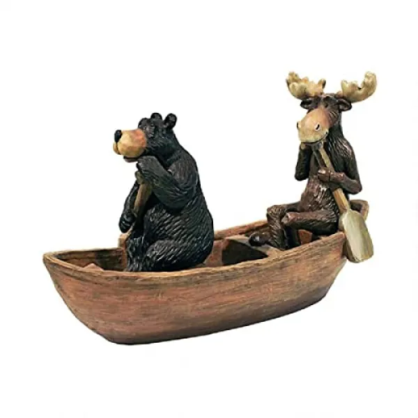 NMT 보트 야외 정원 동상에서 11 조정 무스와 검은 곰 - P037507XJ7GVJK1, 기본
