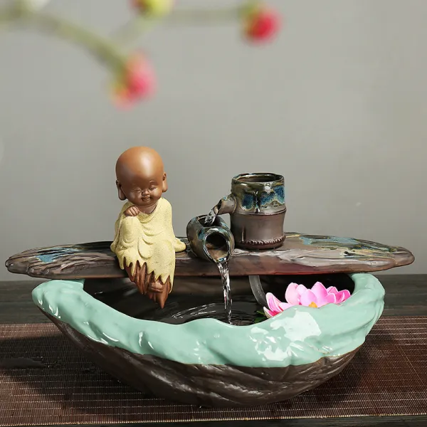 와이유 코끼리장식 유수장품 DIY부품 순환수세라믹 어항수통양어조경어조경출, 정사+분+펌프+길이41CM높이21.5CM