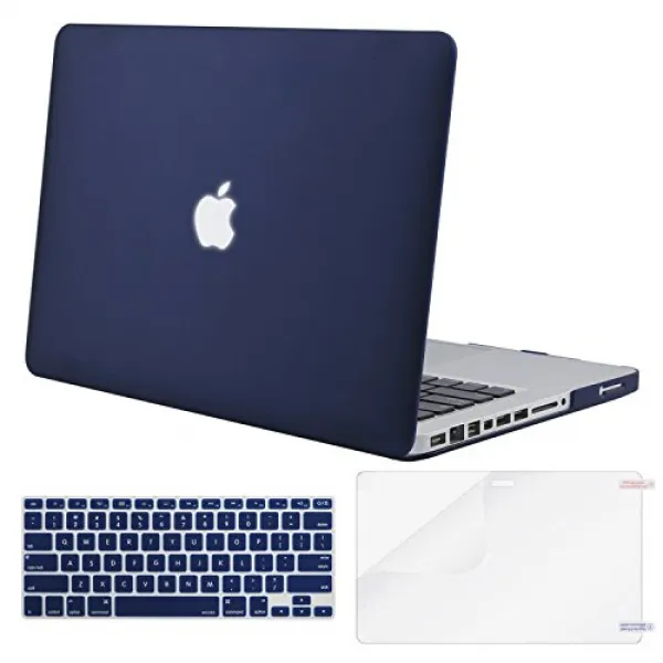 [해외직구]mosiso plastic hard shell 케이스 및 키보드 커버 및 화면 보호기 구버전 macbook pro 13 인치, Navy Blue